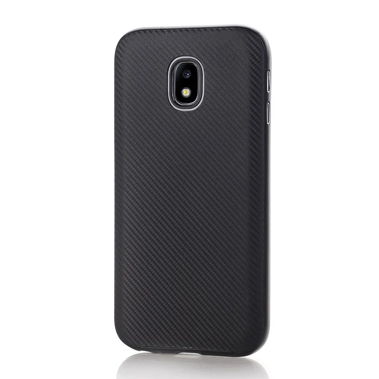 Carbon Fiber Texture Hybrid PC Bumper + TPU Phone Case for Samsung Galaxy J3 (2017) EU Version/J3 Pro (2017) - Black