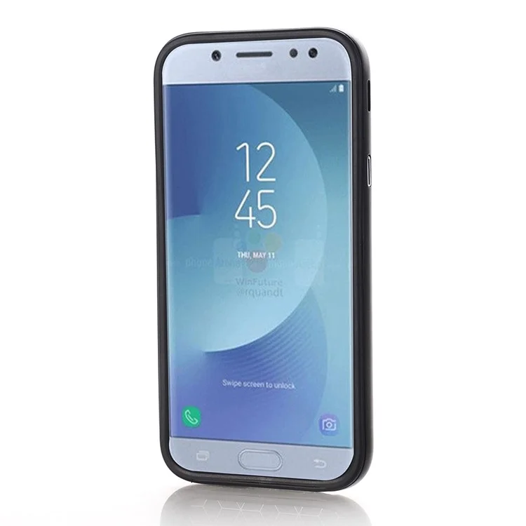 Carbon Fiber Texture Hybrid PC Bumper + TPU Phone Case for Samsung Galaxy J3 (2017) EU Version/J3 Pro (2017) - Black