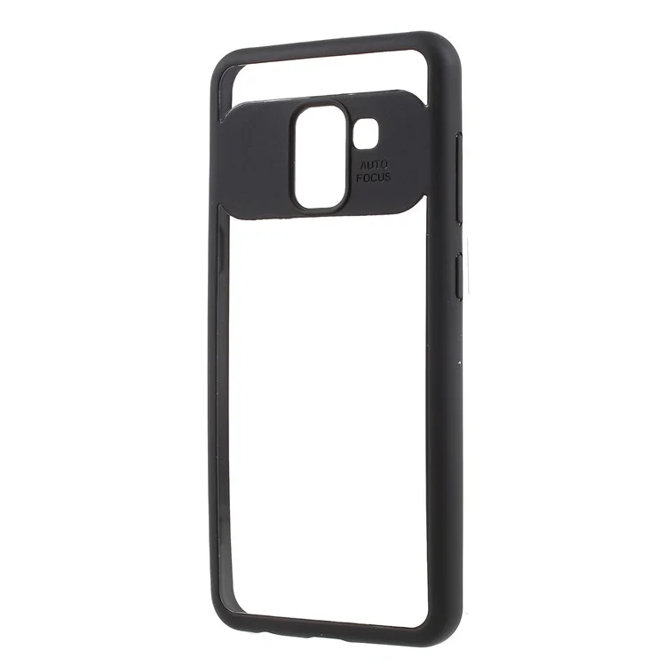 For Samsung Galaxy A8 (2018) Silicone Frame + Transparent Acrylic Combo Phone Casing - Black