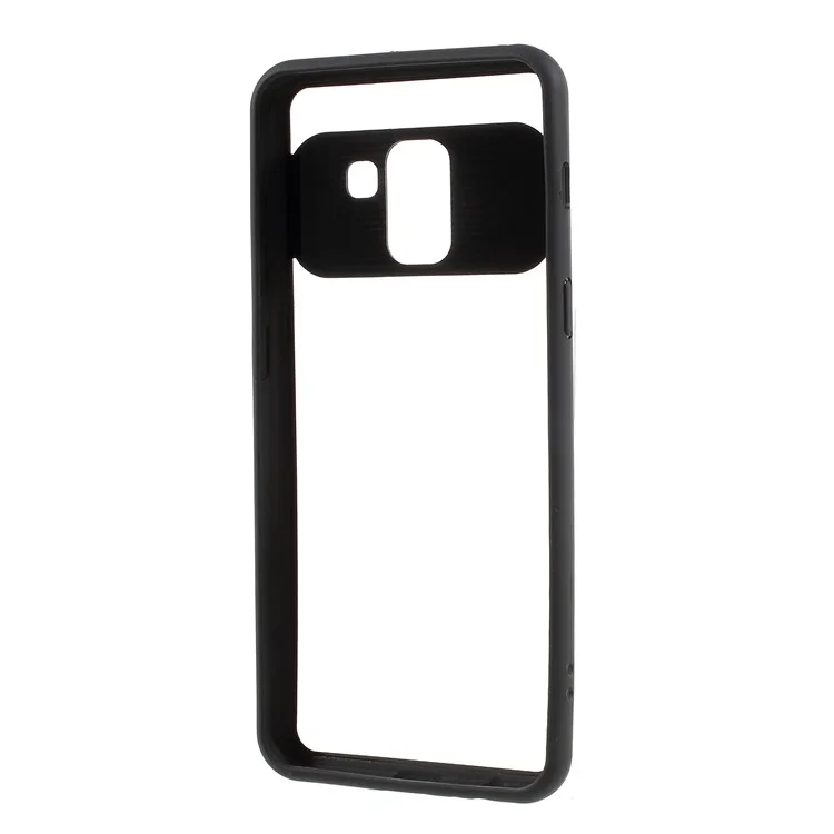 For Samsung Galaxy A8 (2018) Silicone Frame + Transparent Acrylic Combo Phone Casing - Black