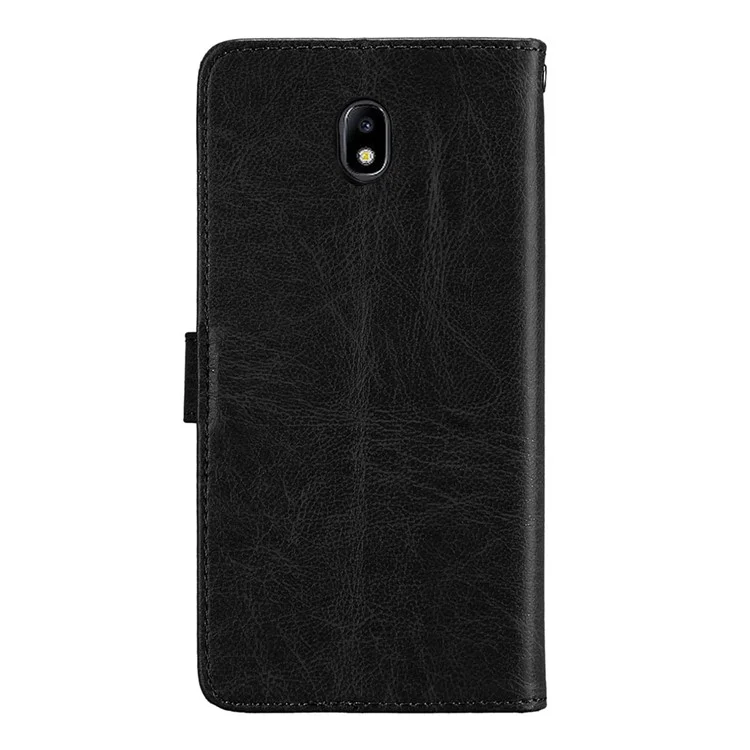 Crazy Horse Wallet Leather Stand Case for Samsung Galaxy J7 Pro (2017) / J7 (2017) EU Version - Black