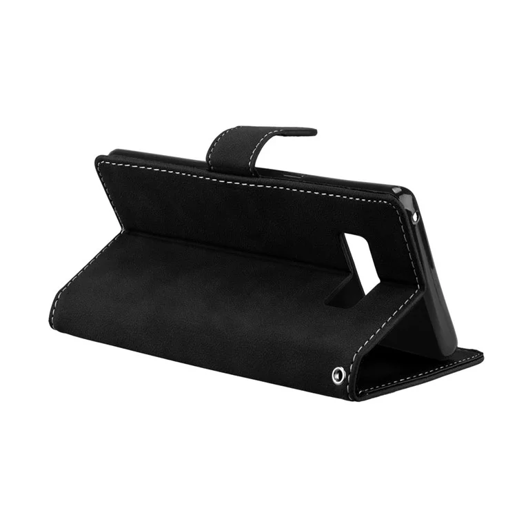 Matte Surface Wallet Leather Stand Case for Samsung Galaxy Note 8 SM-N950 - Black