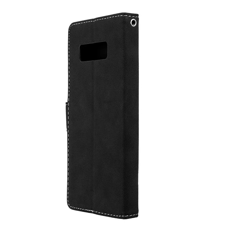 Matte Surface Wallet Leather Stand Case for Samsung Galaxy Note 8 SM-N950 - Black