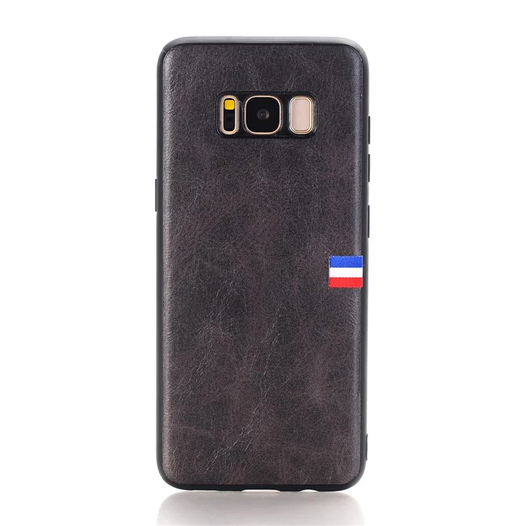 Vintage Crazy Horse PU Leather Coated TPU Back Case for Samsung Galaxy S8 SM-G950 - Black