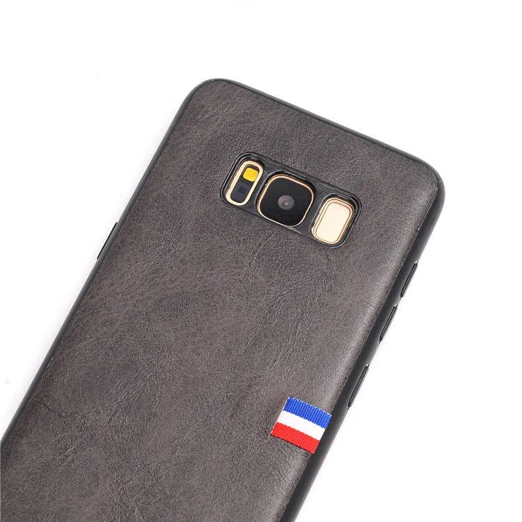 Vintage Crazy Horse PU Leather Coated TPU Back Case for Samsung Galaxy S8 SM-G950 - Black