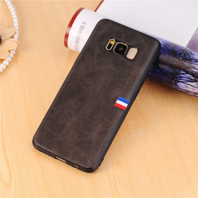 Vintage Crazy Horse PU Leather Coated TPU Back Case for Samsung Galaxy S8 SM-G950 - Black