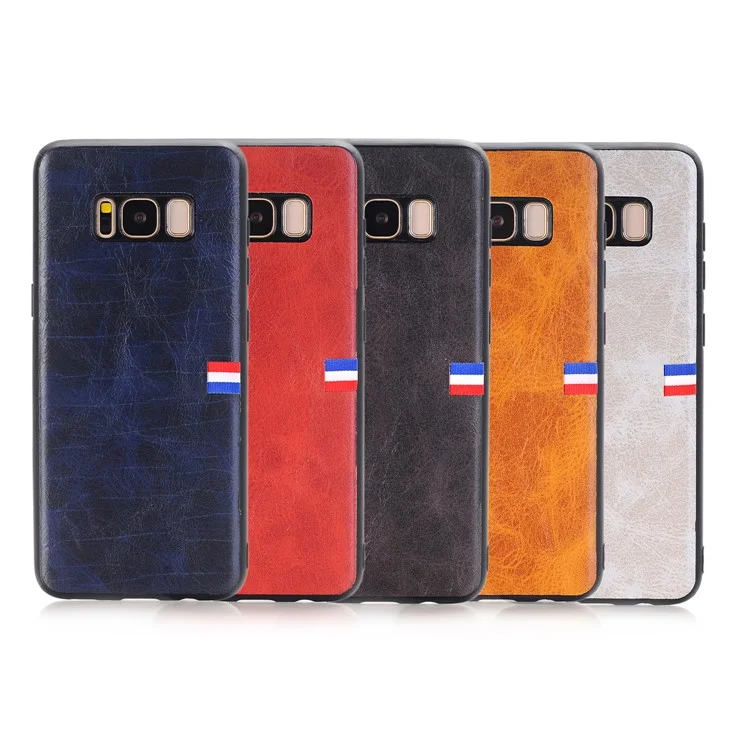 Vintage Crazy Horse PU Leather Coated TPU Back Case for Samsung Galaxy S8 SM-G950 - Black