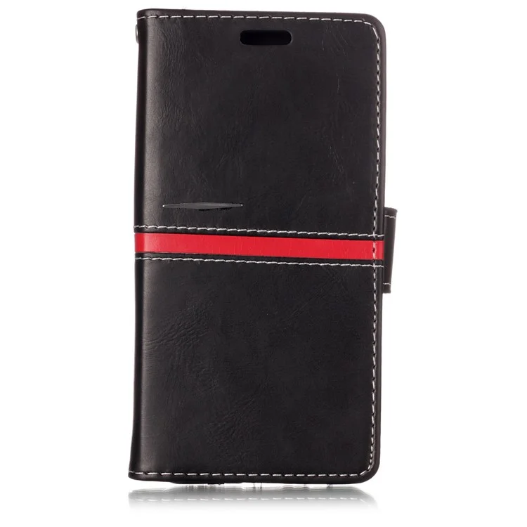 For Samsung Galaxy A8 (2018) Graceful Series Foldable Leather Wallet Phone Casing - Black
