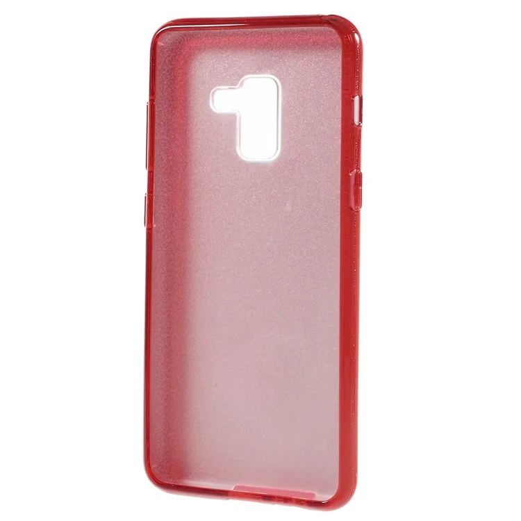 3-in-1 Glittery Powder Paper TPU + PC Hybrid Case for Samsung Galaxy A8 Plus (2018) - Red