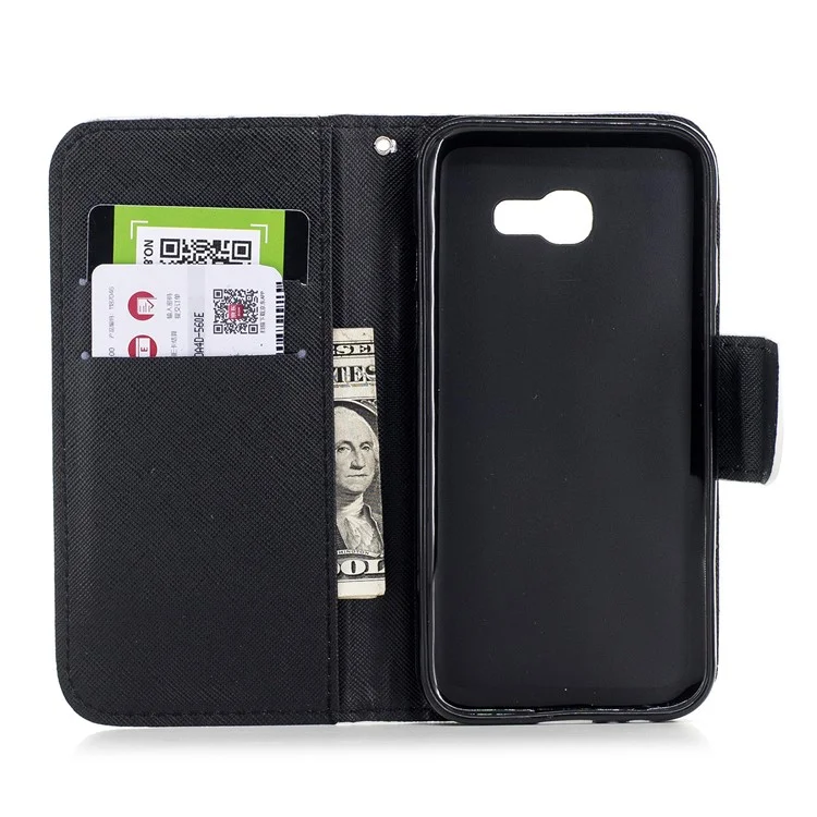 Pattern Printing Leather Wallet Case for Samsung Galaxy A5 (2017) A520 - Black and White Cat