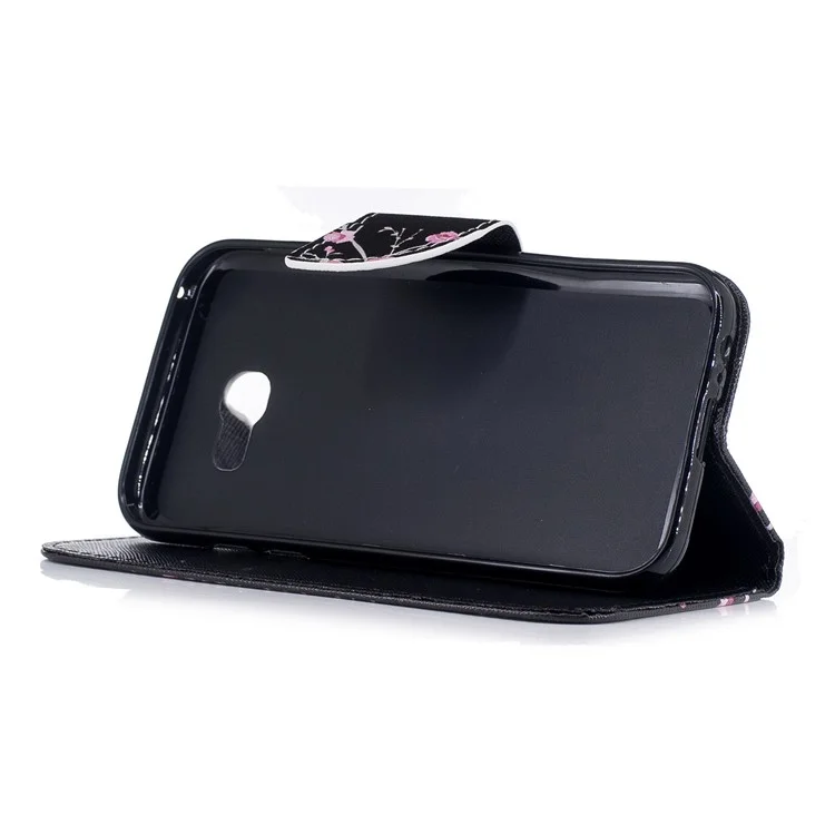 Pattern Printing Leather Wallet Case for Samsung Galaxy A5 (2017) A520 - Black and White Cat