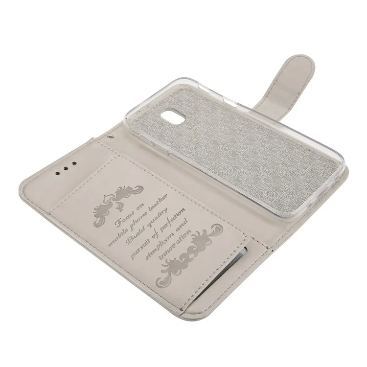 Imprint Plant and Butterfly Pattern Leather Wallet Case for Samsung Galaxy J5 (2017) EU Version / J5 Pro (2017) - Grey