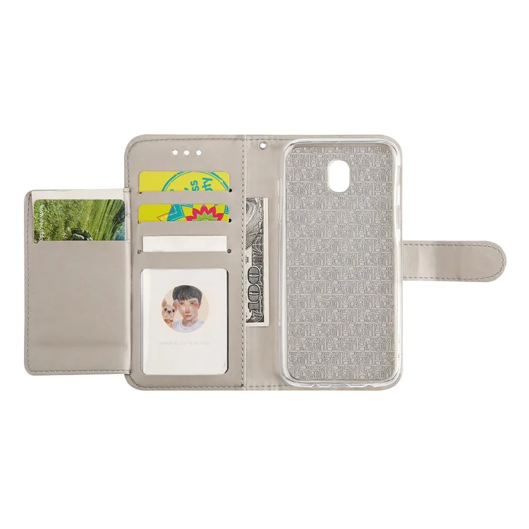 Imprint Plant and Butterfly Pattern Leather Wallet Case for Samsung Galaxy J5 (2017) EU Version / J5 Pro (2017) - Grey
