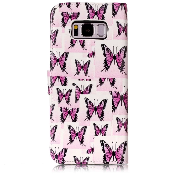 Patterned Embossed Leather Stand Protection Case for Samsung Galaxy S8 G950 - Butterfly Pattern