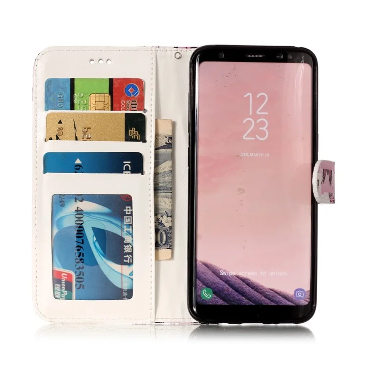Patterned Embossed Leather Stand Protection Case for Samsung Galaxy S8 G950 - Butterfly Pattern