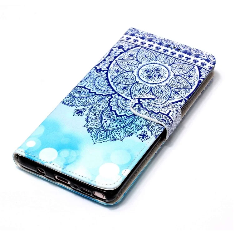Pattern Printing Embossed Wallet Leather Shell Case for Samsung Galaxy Note 8 SM-N950 - Blue Flower