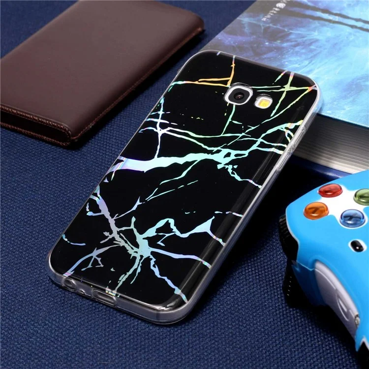 For Samsung Galaxy A5 (2017) A520 Marble Pattern Colorized Electroplated TPU Back Shell - Black