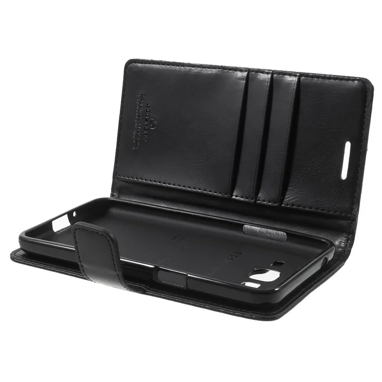 MERCURY GOOSPERY Blue Moon Leather Wallet Case for Samsung Galaxy Grand Prime SM-G530 - Black