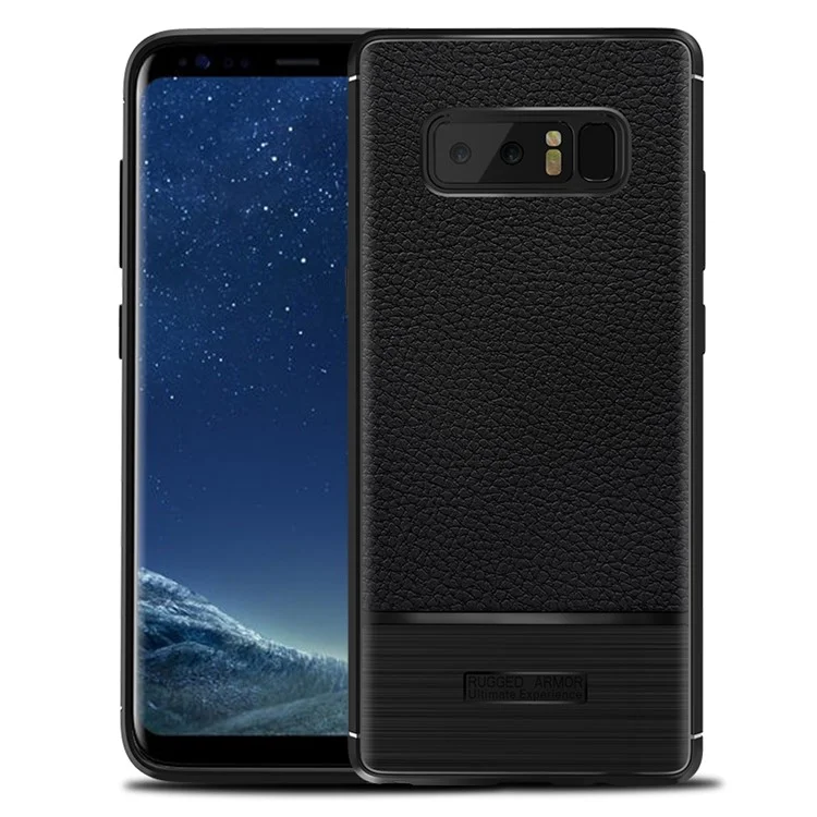 Litchi Texture TPU Phone Case Accessory for Samsung Galaxy Note 8 N950 - Black