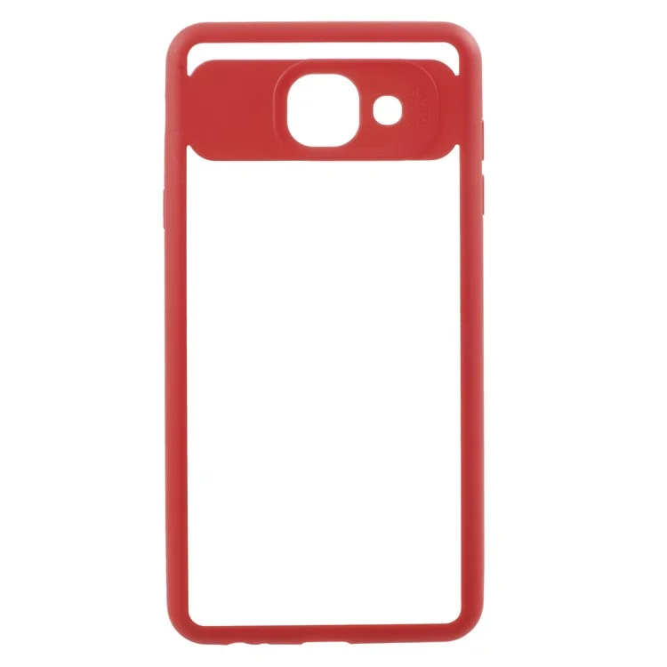 Silicone Frame + Transparent Acrylic Combo Mobile Case for Samsung Galaxy J7 Max EU Version - Red