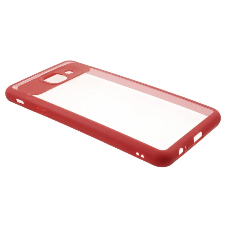 Silicone Frame + Transparent Acrylic Combo Mobile Case for Samsung Galaxy J7 Max EU Version - Red