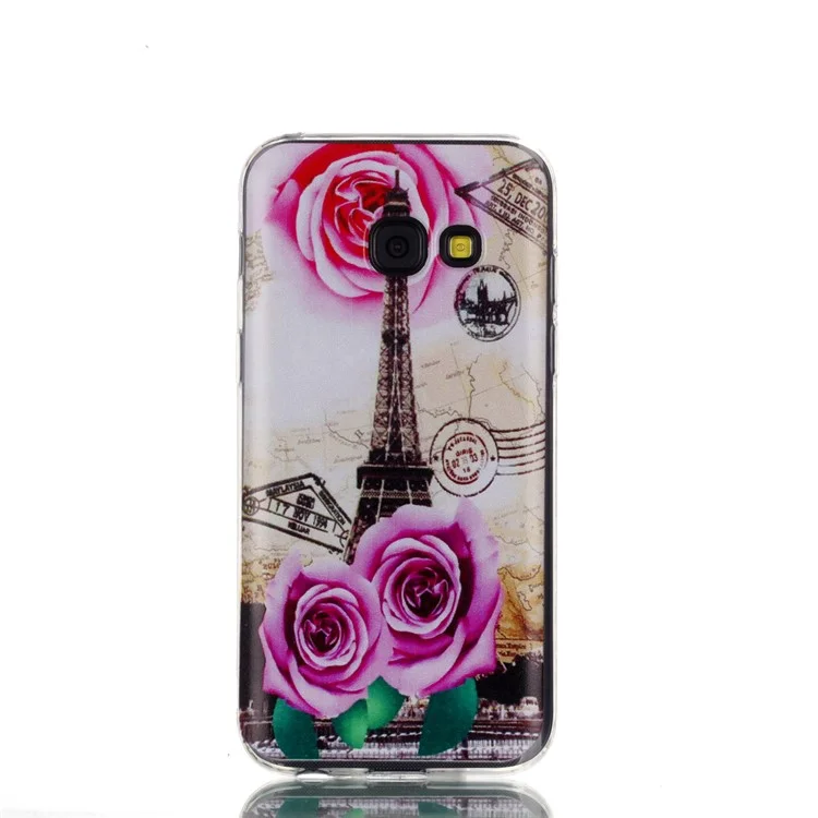 Ultra Thin Patterned Soft TPU Protective Mobile Shell for Samsung Galaxy A3 (2017) - Rose and Eiffel Tower