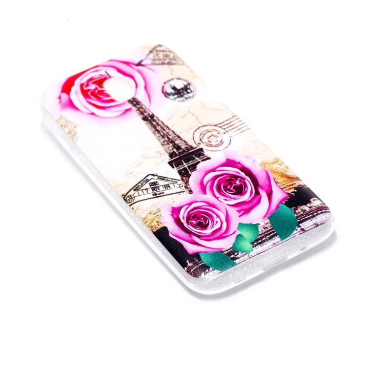 Patterned Soft TPU Casing Cover for Samsung Galaxy J5 (2017) EU Version / J5 Pro (2017) - Eiffel Tower and Roses