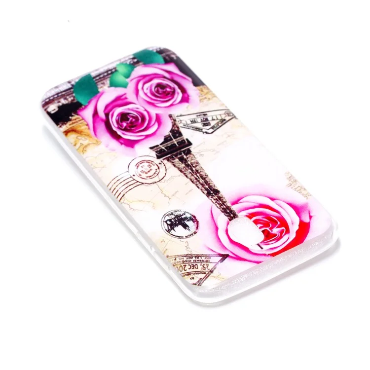 Patterned Soft TPU Casing Cover for Samsung Galaxy J5 (2017) EU Version / J5 Pro (2017) - Eiffel Tower and Roses