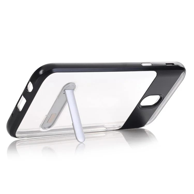 Clear Back PC + TPU Hybrid Case with Kickstand for Samsung Galaxy J5 Pro (2017) / J5 (2017) EU Version - Black