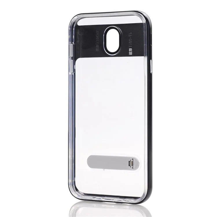 Clear Back PC + TPU Hybrid Case with Kickstand for Samsung Galaxy J7 (2017) EU Version / J7 Pro (2017) - Black