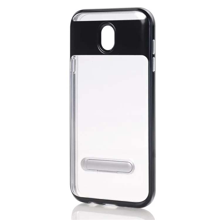 Clear Back PC + TPU Hybrid Case with Kickstand for Samsung Galaxy J7 (2017) EU Version / J7 Pro (2017) - Black