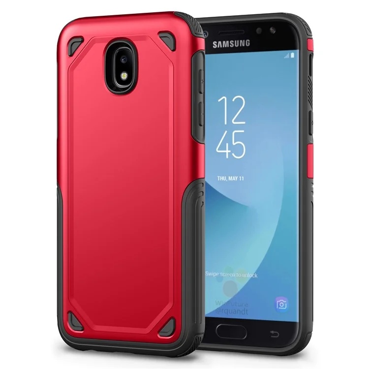Plastic + TPU Hybrid Rugged Armor Dropproof Cover for Samsung Galaxy J3 (2017) EU Version / J3 Pro (2017) - Red