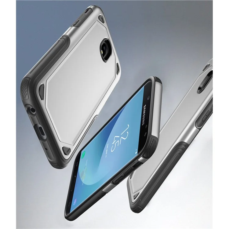 Hybrid PC + TPU Armor Rugged Case for Samsung Galaxy J7 (2017) EU Version / J7 Pro (2017) - Silver