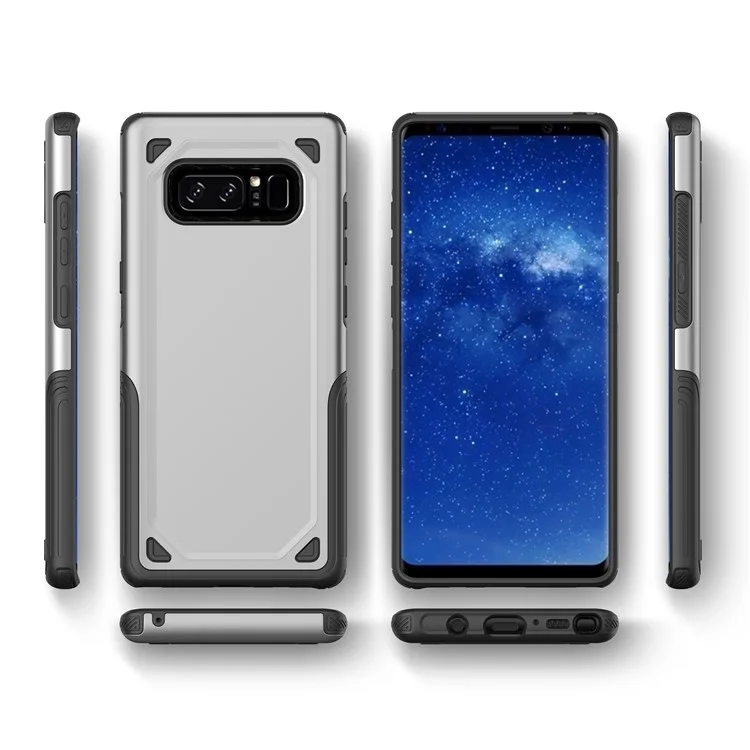 Hybrid PC + TPU Armor Rugged Case for Samsung Galaxy Note 8 N950 - Silver
