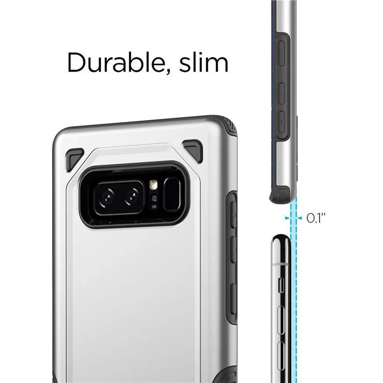 Hybrid PC + TPU Armor Rugged Case for Samsung Galaxy Note 8 N950 - Silver