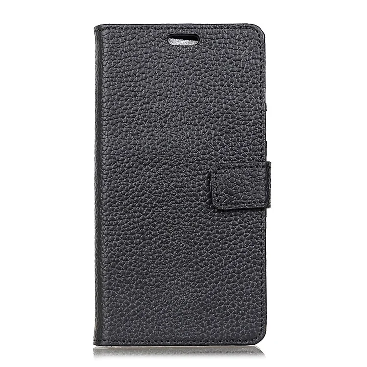Litchi Texture Genuine Leather Wallet Stand Case for Samsung Galaxy S9+ G965 - Black