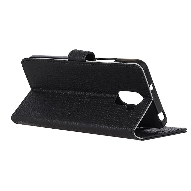 Litchi Texture Genuine Leather Wallet Stand Case for Samsung Galaxy S9+ G965 - Black