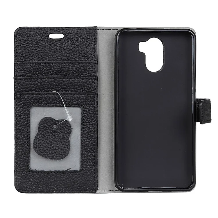 Litchi Texture Genuine Leather Wallet Stand Case for Samsung Galaxy S9+ G965 - Black