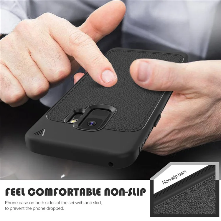 IVSO Gentry Series PU Leather Coated TPU Case for Samsung Galaxy S9 - Black