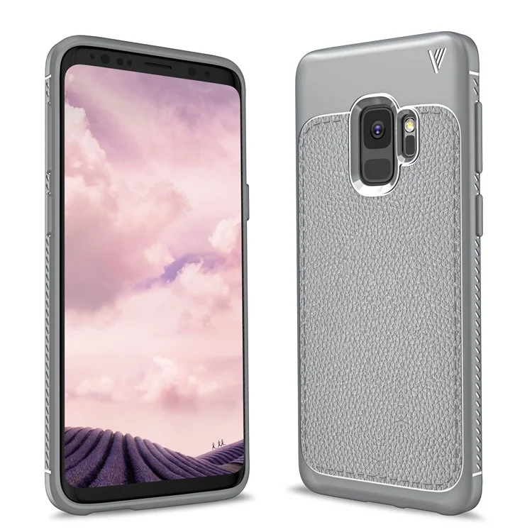 IVSO Gentry Series PU Leather Coated TPU Back Cover for Samsung Galaxy S9 - Grey