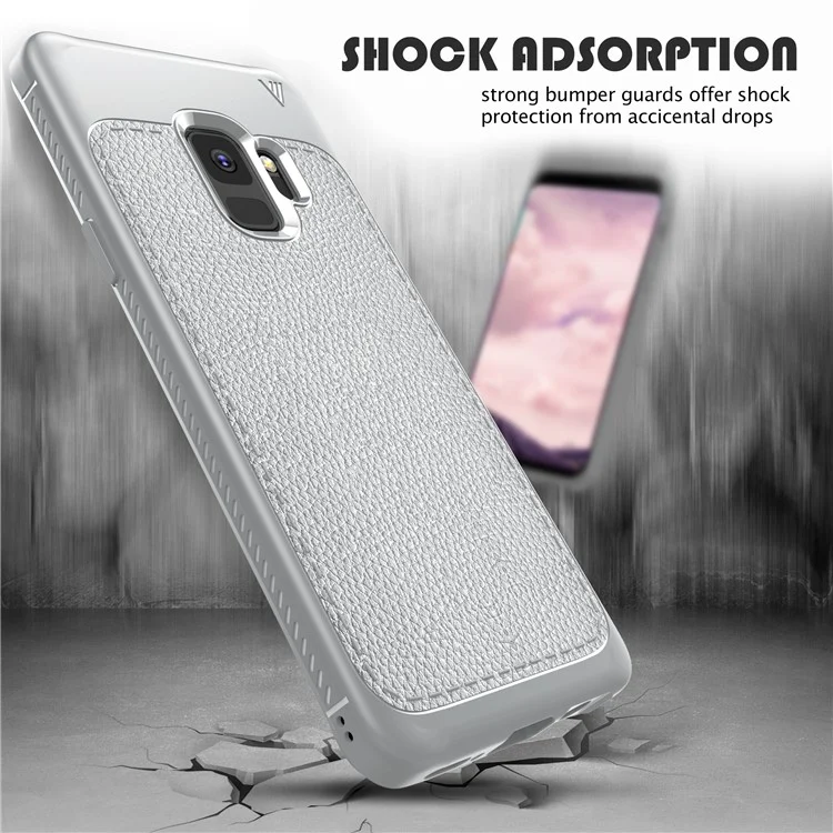 IVSO Gentry Series PU Leather Coated TPU Back Cover for Samsung Galaxy S9 - Grey