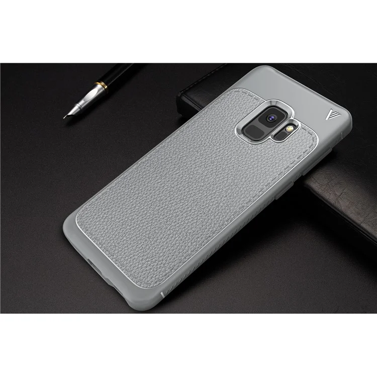 IVSO Gentry Series PU Leather Coated TPU Back Cover for Samsung Galaxy S9 - Grey