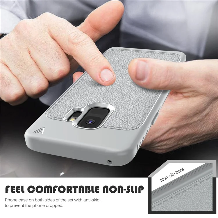 IVSO Gentry Series PU Leather Coated TPU Back Cover for Samsung Galaxy S9 - Grey
