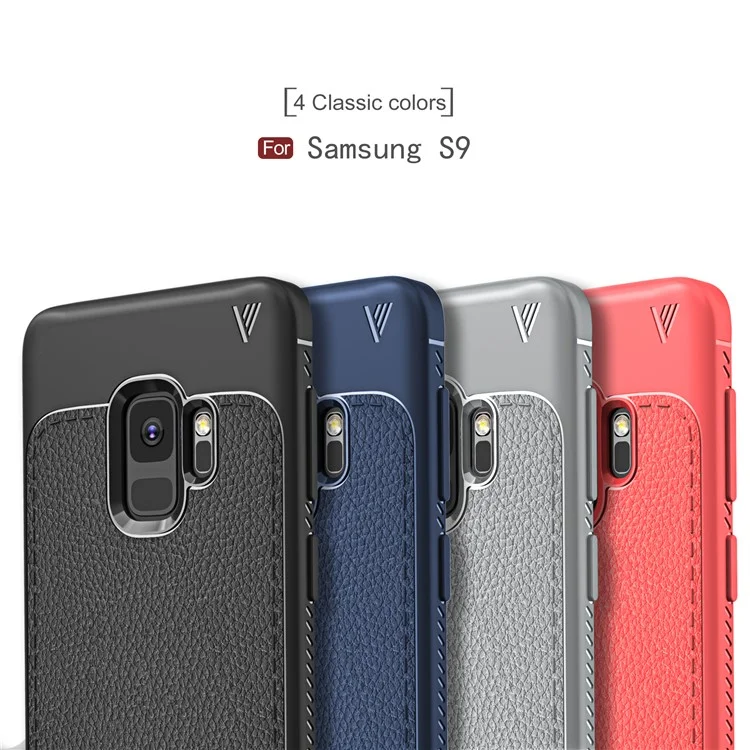 IVSO Gentry Series PU Leather Coated TPU Back Cover for Samsung Galaxy S9 - Grey
