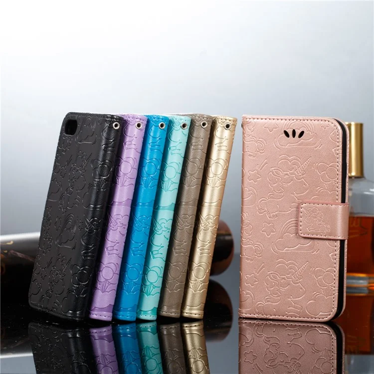 Imprinted Unicorn Pattern Leather Wallet Case for Samsung Galaxy J7 (2017) EU Version / J7 Pro (2017) - Black