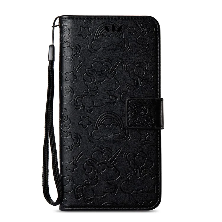 Imprinted Unicorn Pattern Leather Wallet Case for Samsung Galaxy J7 (2017) EU Version / J7 Pro (2017) - Black
