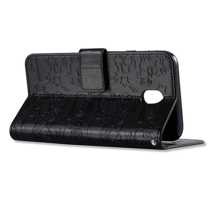 Imprinted Unicorn Pattern Leather Wallet Case for Samsung Galaxy J7 (2017) EU Version / J7 Pro (2017) - Black