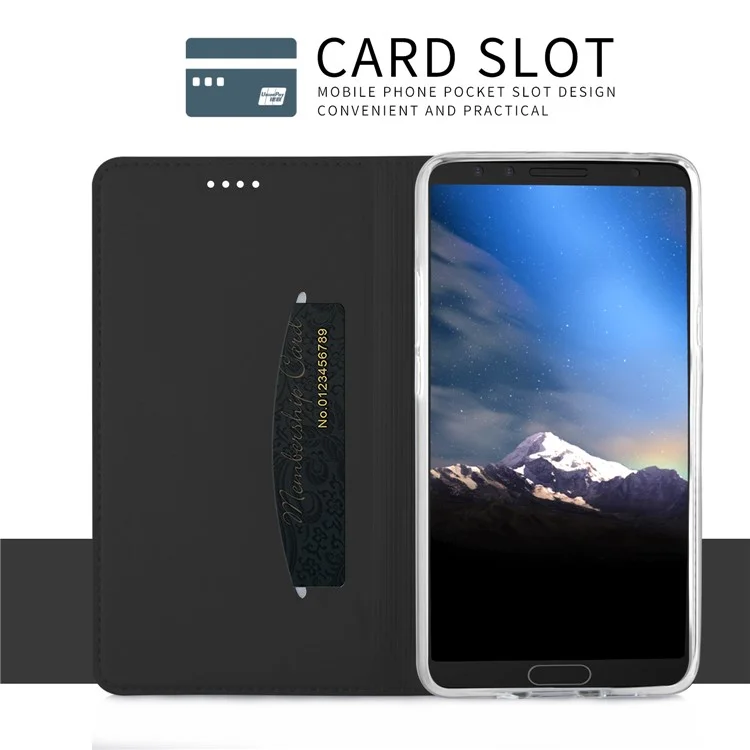 Card Holder Auto-absorbed Leather Cell Phone Case with Stand for Samsung Galaxy S9 G960 - Black
