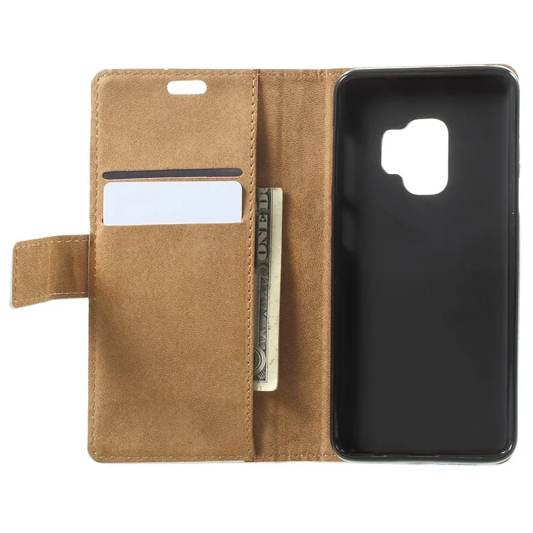 Patterned PU Leather Folio Wallet Stand Phone Casing for Samsung Galaxy S9 G960 - Owls