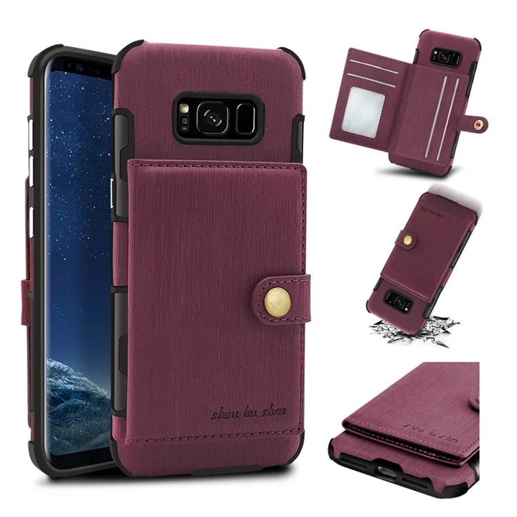 Anti-drop Brushed Cloth Coated Plastic Case for Samsung Galaxy S8 G950 - Wine Red